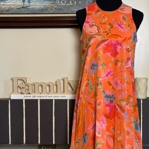 Calvin Klein Floral Orange Sleeveless Dress BNWOT